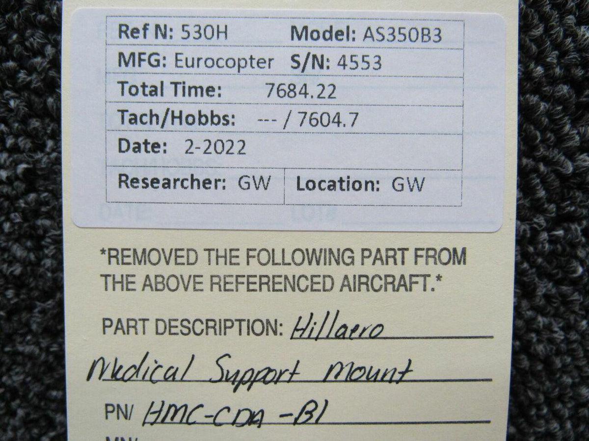 Hillaero HMC-CDA-B1 Eurocopter AS350B3 Hillaero Medical Support Mount