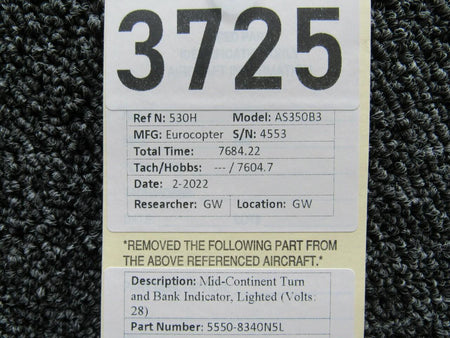 5550-8340N5L Mid-Continent Turn and Bank Indicator, Lighted (Volts: 28) BAS Part Sales | Airplane Parts