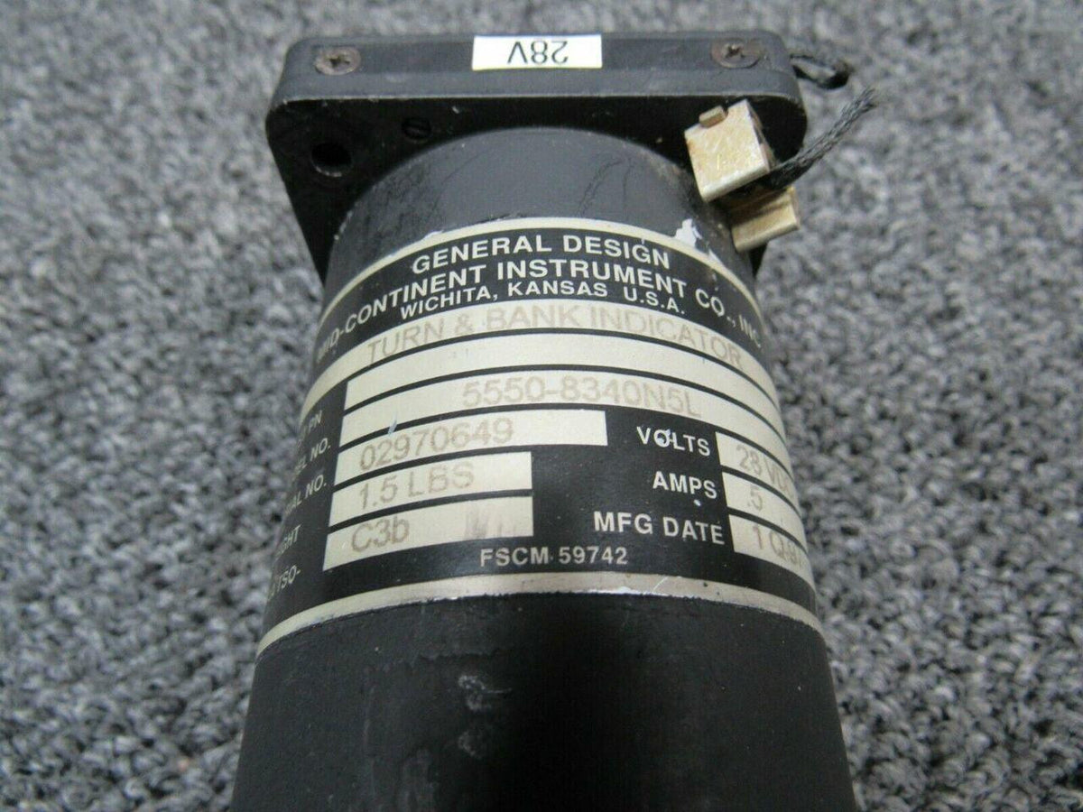 Mid-Continent 5550-8340N5L Mid-Continent Turn and Bank Indicator, Lighted Volts 28