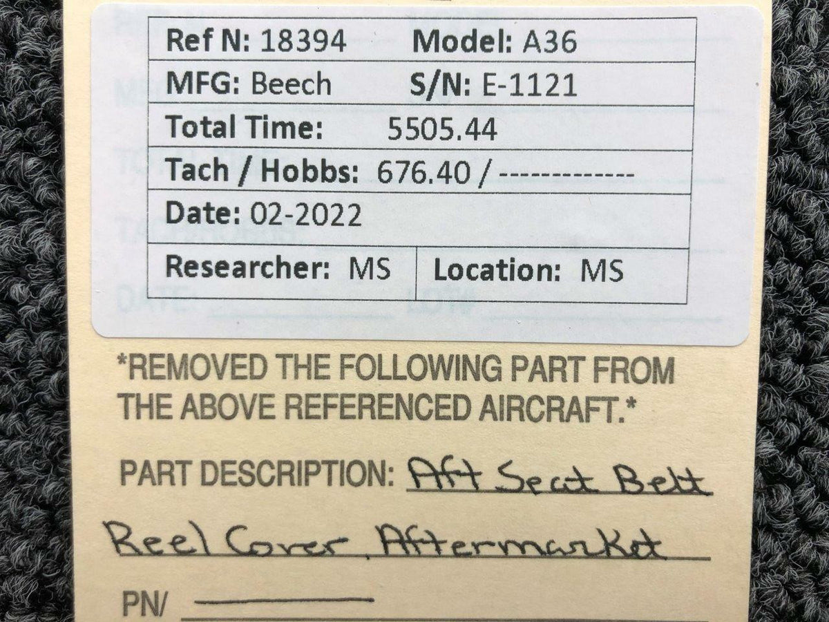 Beechcraft A36 Aft Seat Belt Reel Cover Aftermarket
