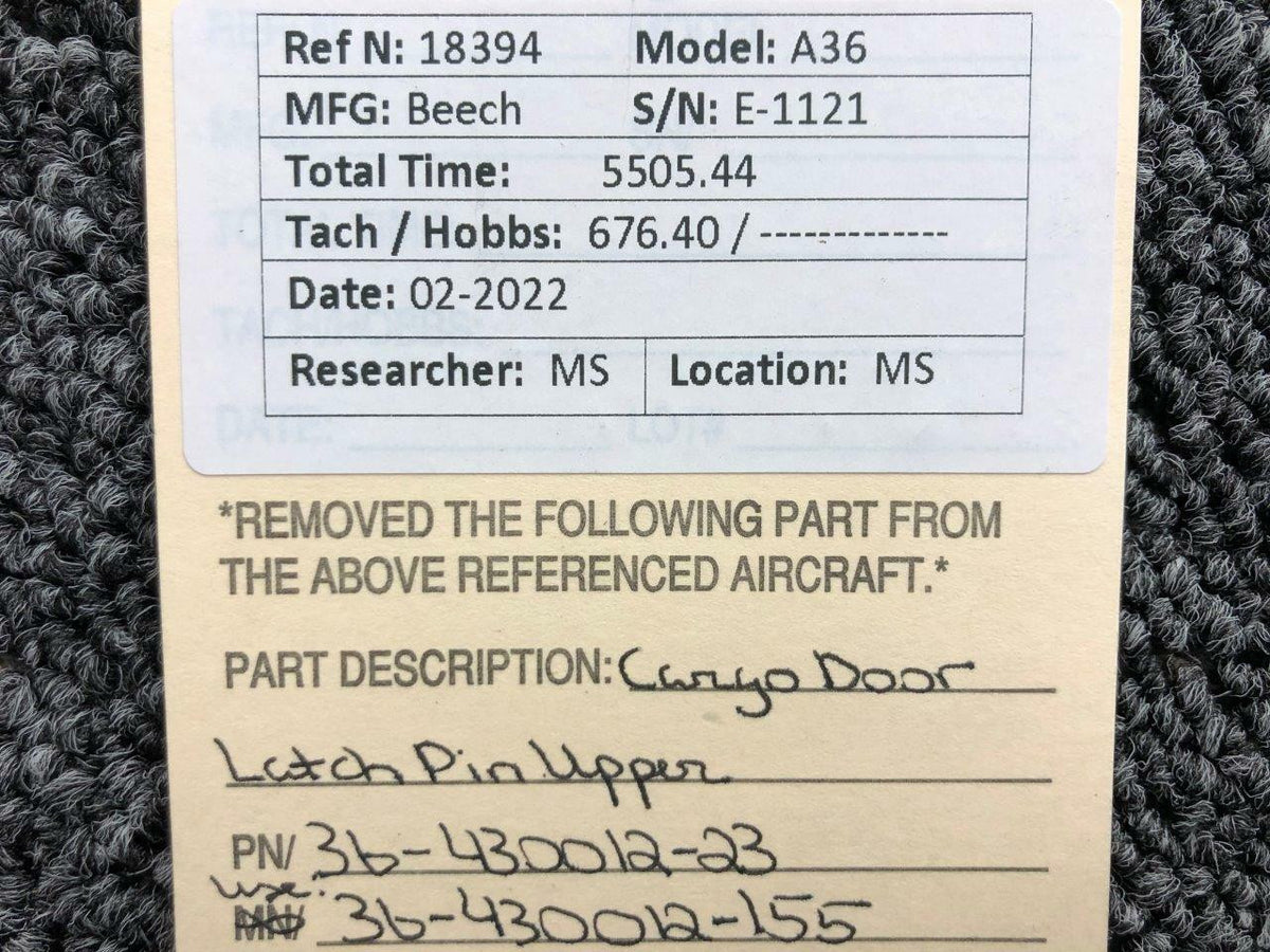 Beechcraft 36-430012-23 USE 36-430012-155 Beechcraft A36 Upper Cargo Door Latch Pin