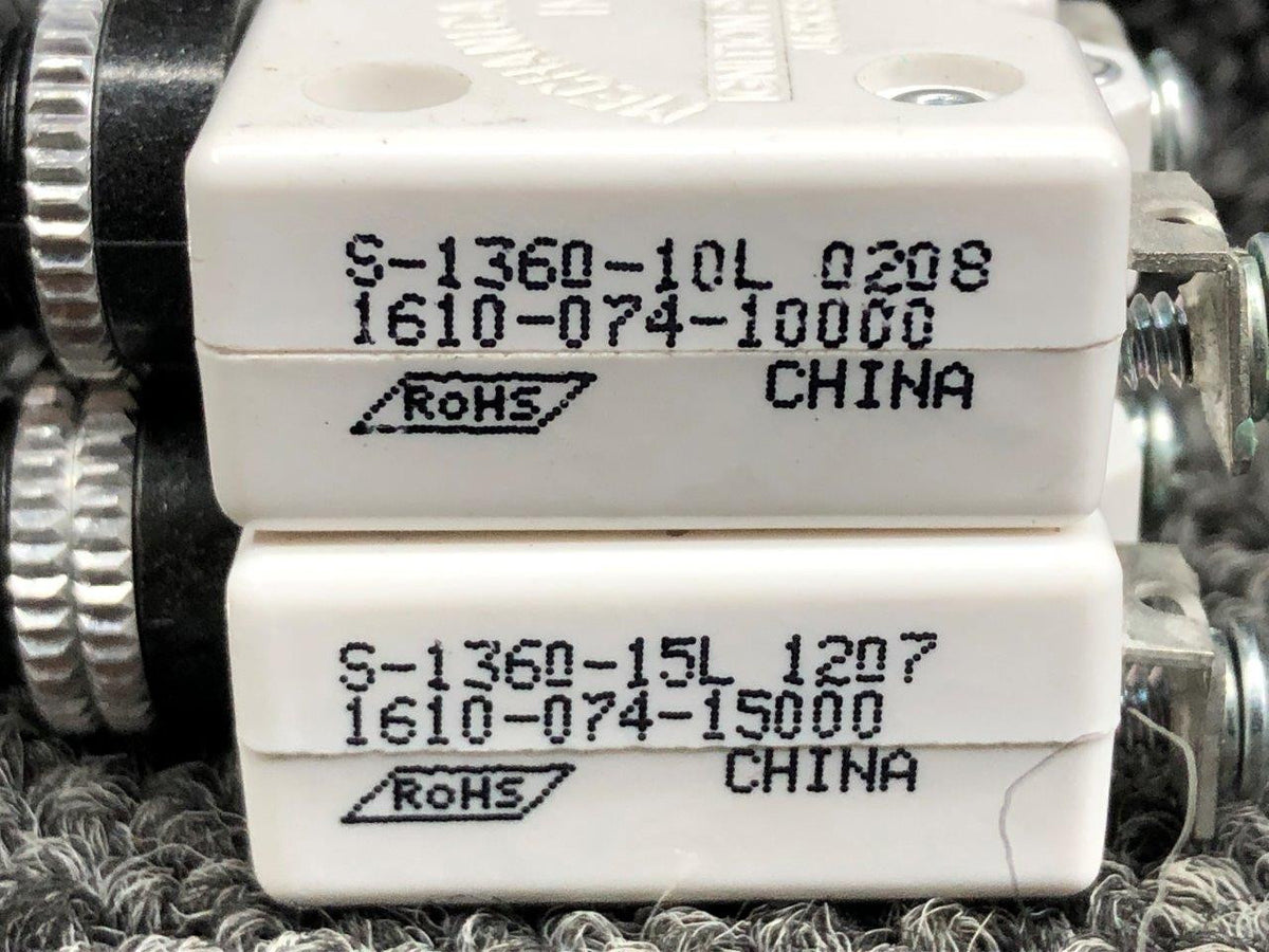 S-1360 Mechanical Products Push Breaker Set (Amps: 10 / 15) BAS Part Sales | Airplane Parts
