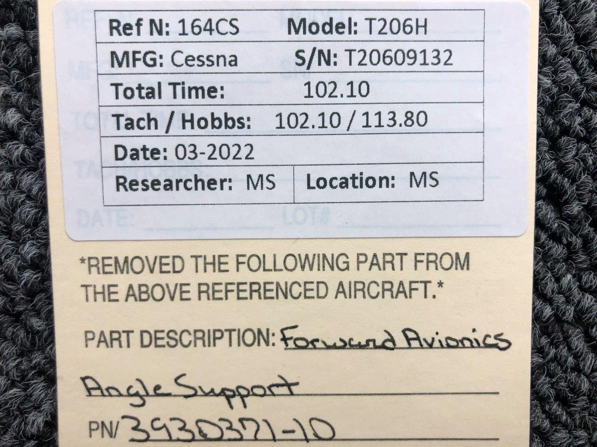 3930371-10 Cessna T206H Forward Avionics Angle Support BAS Part Sales | Airplane Parts