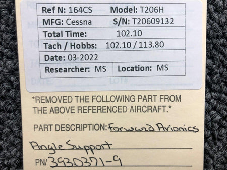 3930371-9 Cessna T206H Forward Avionics Angle Support BAS Part Sales | Airplane Parts