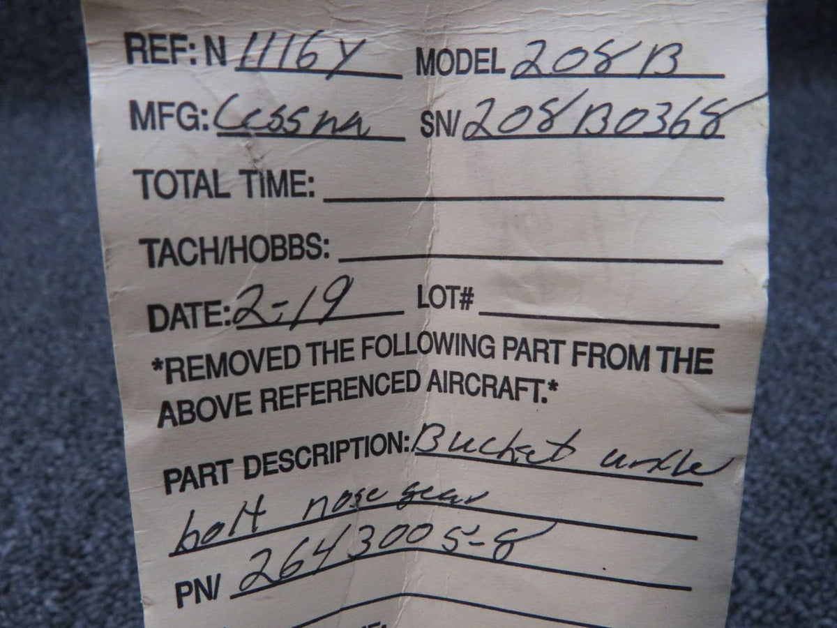 2643005-8 Cessna 208B Bucket Axle Bolt Nose Gear Assy BAS Part Sales | Airplane Parts