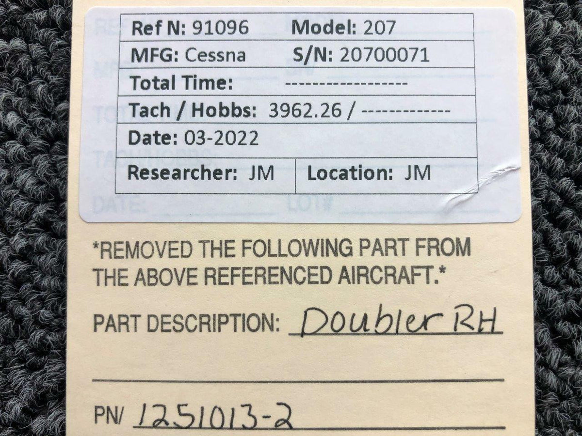 Cessna Aircraft Parts 1251013-2 Cessna 207 Doubler RH