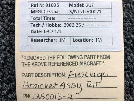 1250013-2 Cessna 207 Fuselage Bracket Assembly RH BAS Part Sales | Airplane Parts
