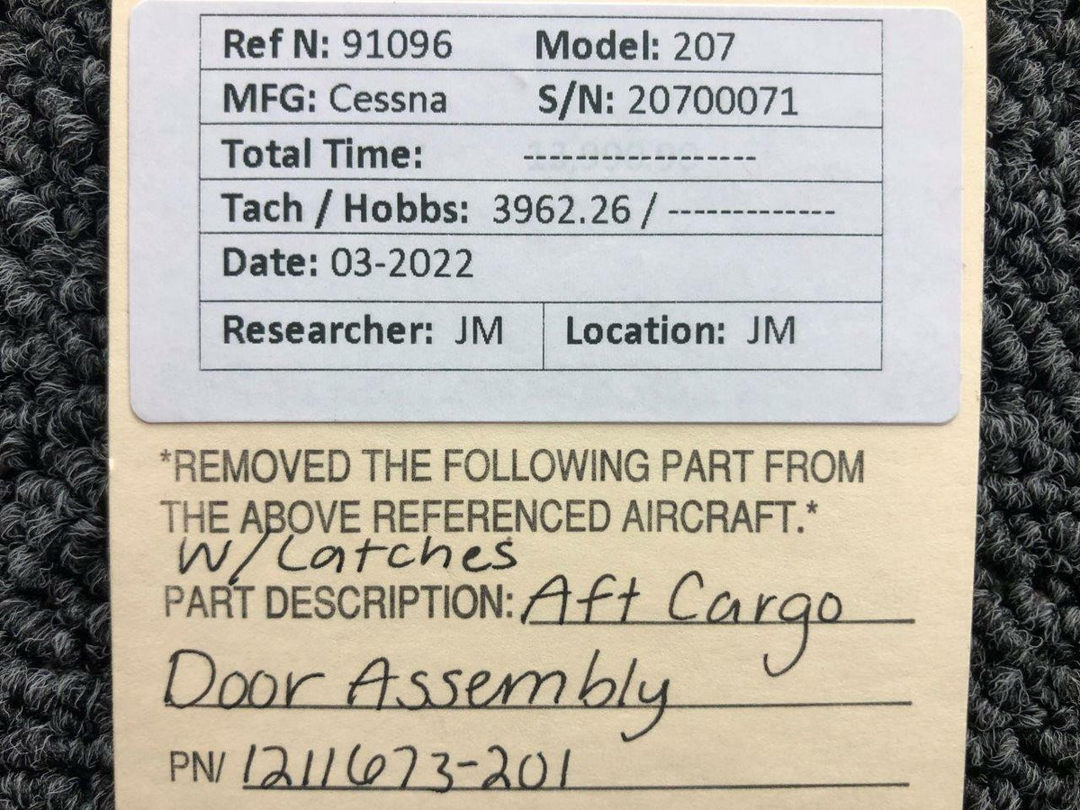 1211673-201 Cessna 207 Aft Cargo Door Assembly W/ Latches BAS Part Sales | Airplane Parts