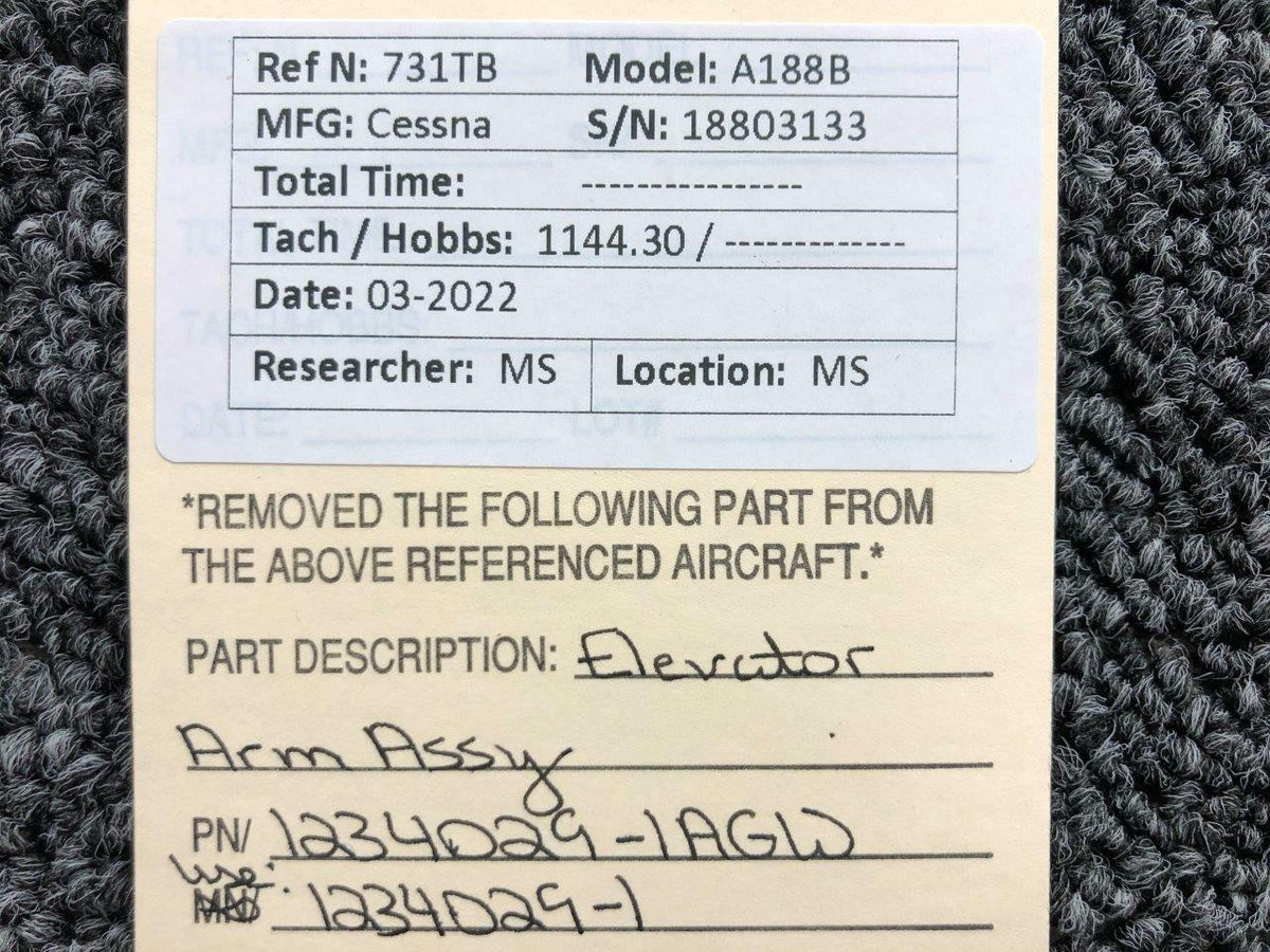 1234029-1AGW (Use: 1234029-1) Cessna A188B Aft Elevator Arm Assembly BAS Part Sales | Airplane Parts