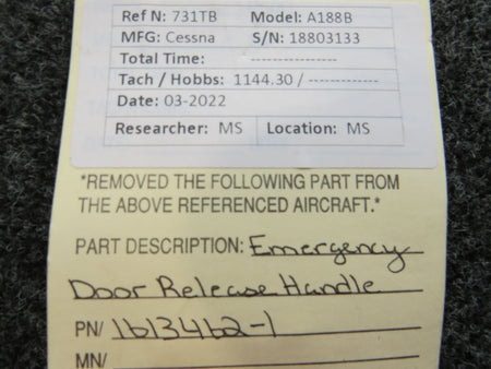 1613462-1 Cessna A188B Emergency Door Release Handle BAS Part Sales | Airplane Parts