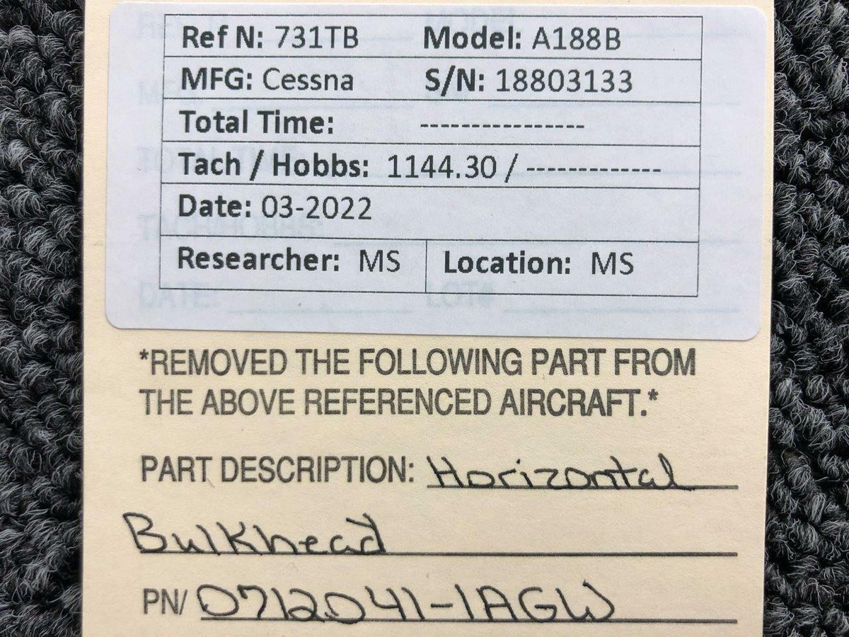 0712041-1AGW Cessna A188B Horizontal Bulkhead Cover BAS Part Sales | Airplane Parts