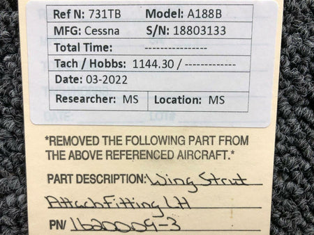 Cessna Aircraft Parts 1620009-3 Cessna A188B Wing Strut Attach Fitting LH