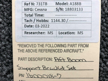 Cessna Aircraft Parts 1600018-7 Cessna A188B Aft Boom Support Bracket Set