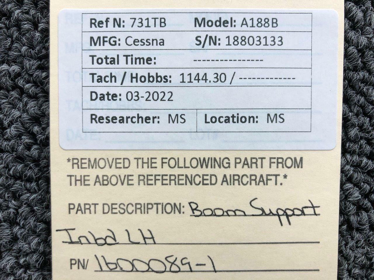 Cessna Aircraft Parts 1600089-1 Cessna A188B Boom Support Inboard LH