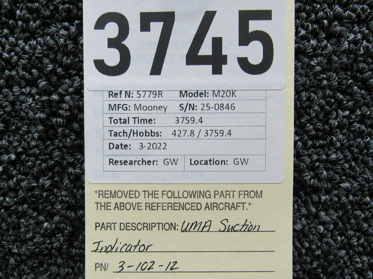 UMA 3-102-12 UMA Suction Indicator