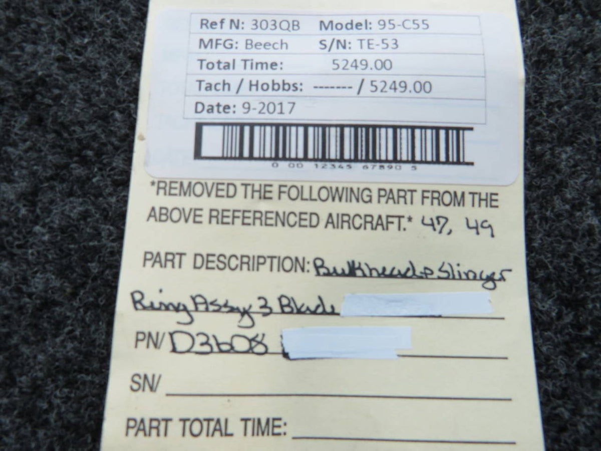 D3608 Beech 95-B55 Bulkhead & Slinger Ring De-Ice 3 Blade BAS Part Sales | Airplane Parts