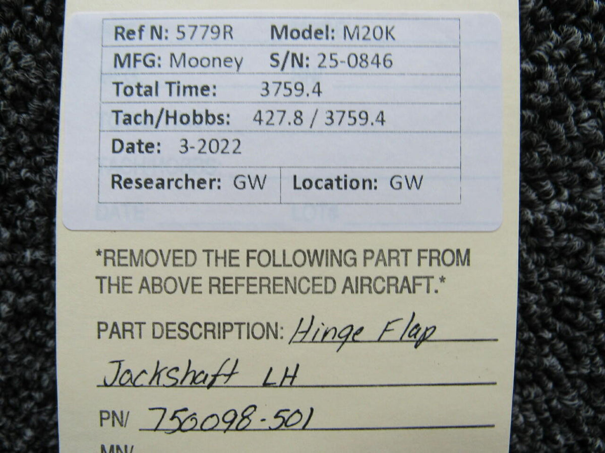 Mooney 750098-501 Mooney M20K Hinge Flap Jackshaft LH