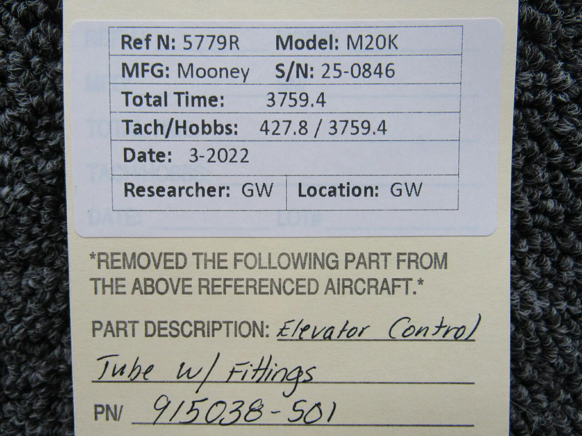 Mooney 915038-501 Mooney M20K Elevator Tube Control W/ Fittings