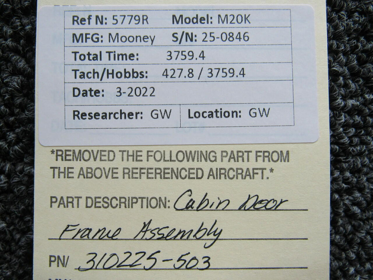 Mooney 310225-503 Mooney M20K Cabin Door Frame Assembly