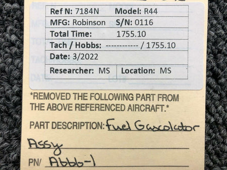 Robinson A666-1 Robinson R44 Fuel Gascolator Assembly