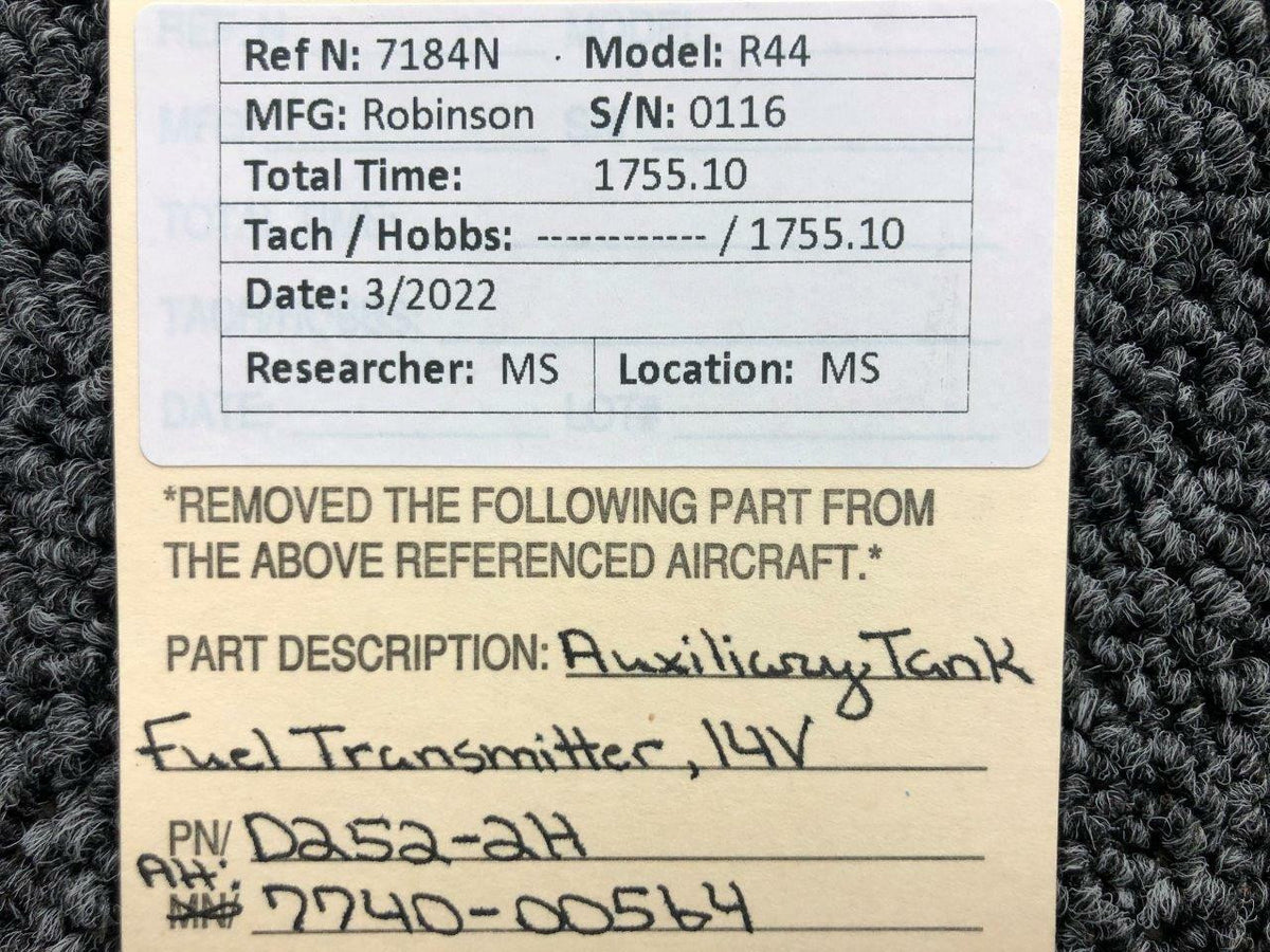 Robinson D252-2H Alt 7740-00564 Robinson R44 Auxiliary Tank Fuel Transmitter