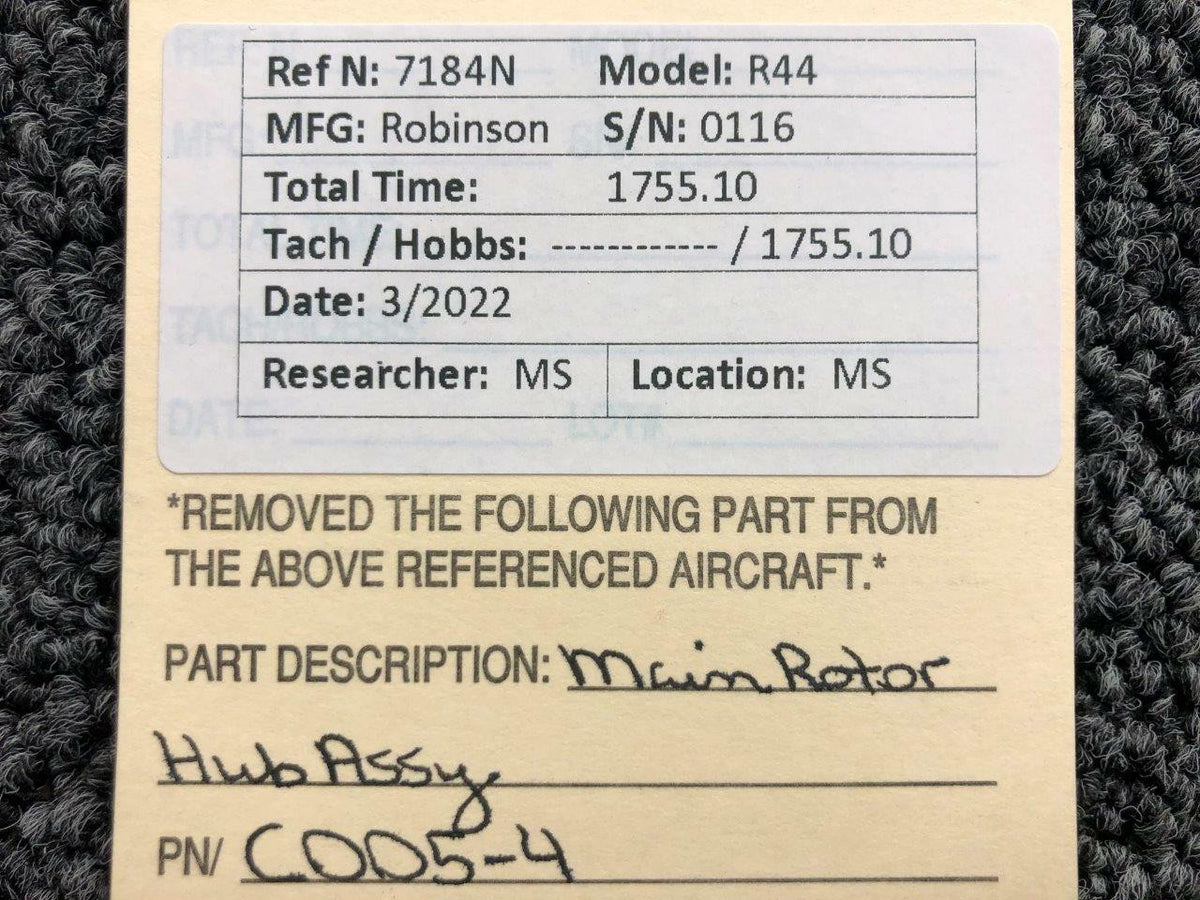 C005-4 Robinson R44 Main Rotor Hub Assembly BAS Part Sales | Airplane Parts