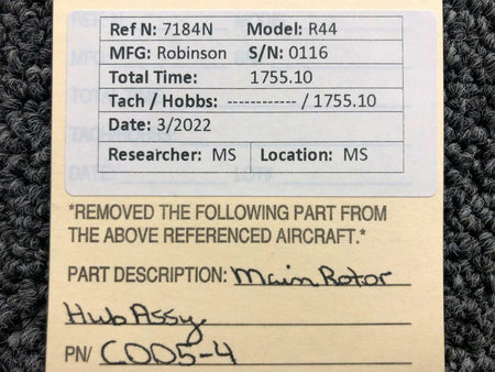 C005-4 Robinson R44 Main Rotor Hub Assembly BAS Part Sales | Airplane Parts