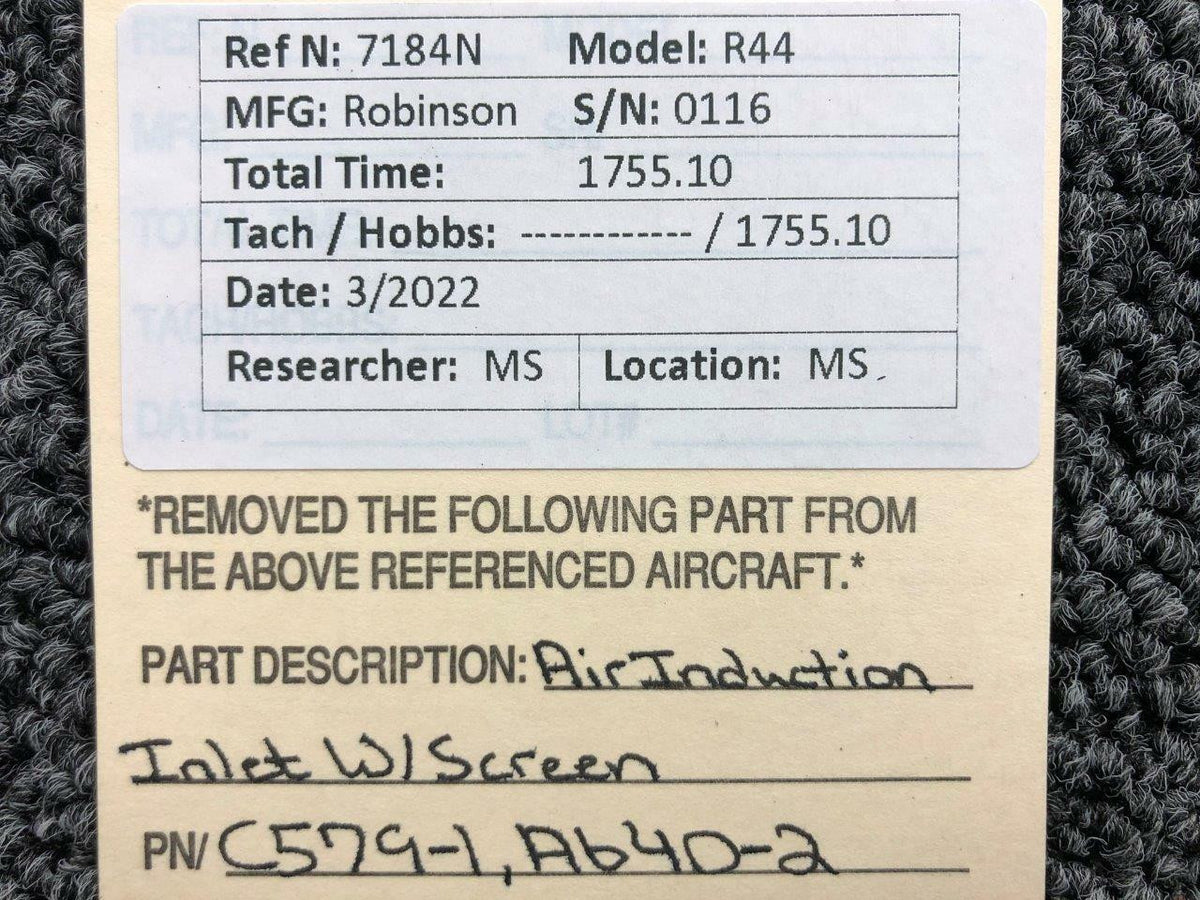Robinson C579-1 / A640-2 Robinson R44 Air Induction Inlet W/ Screen