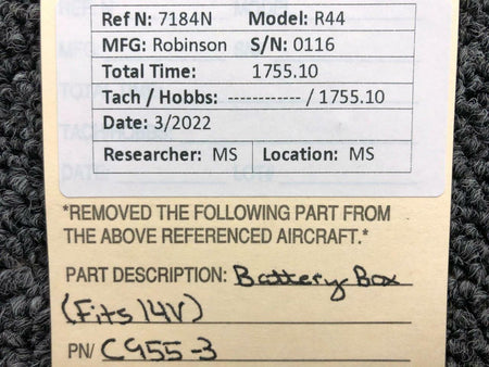 Robinson C955-3 Robinson R44 Battery Box Bottom Minus Lid