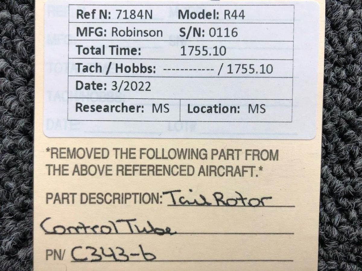 Robinson C343-6 Robinson R44 Tail Rotor Control Tube