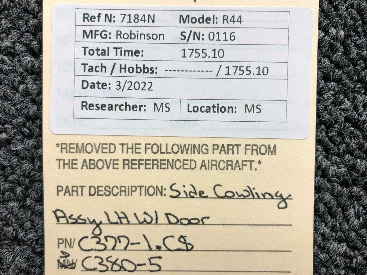 C377-1.CS / C364-7 Robinson R44 Side Cowling Assembly LH W/ Door BAS Part Sales | Airplane Parts