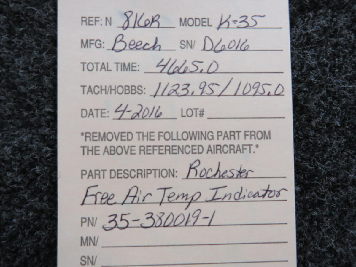Rochester 35-380019-1 Beechcraft K-35 Rochester Free Air Temperature Indicator