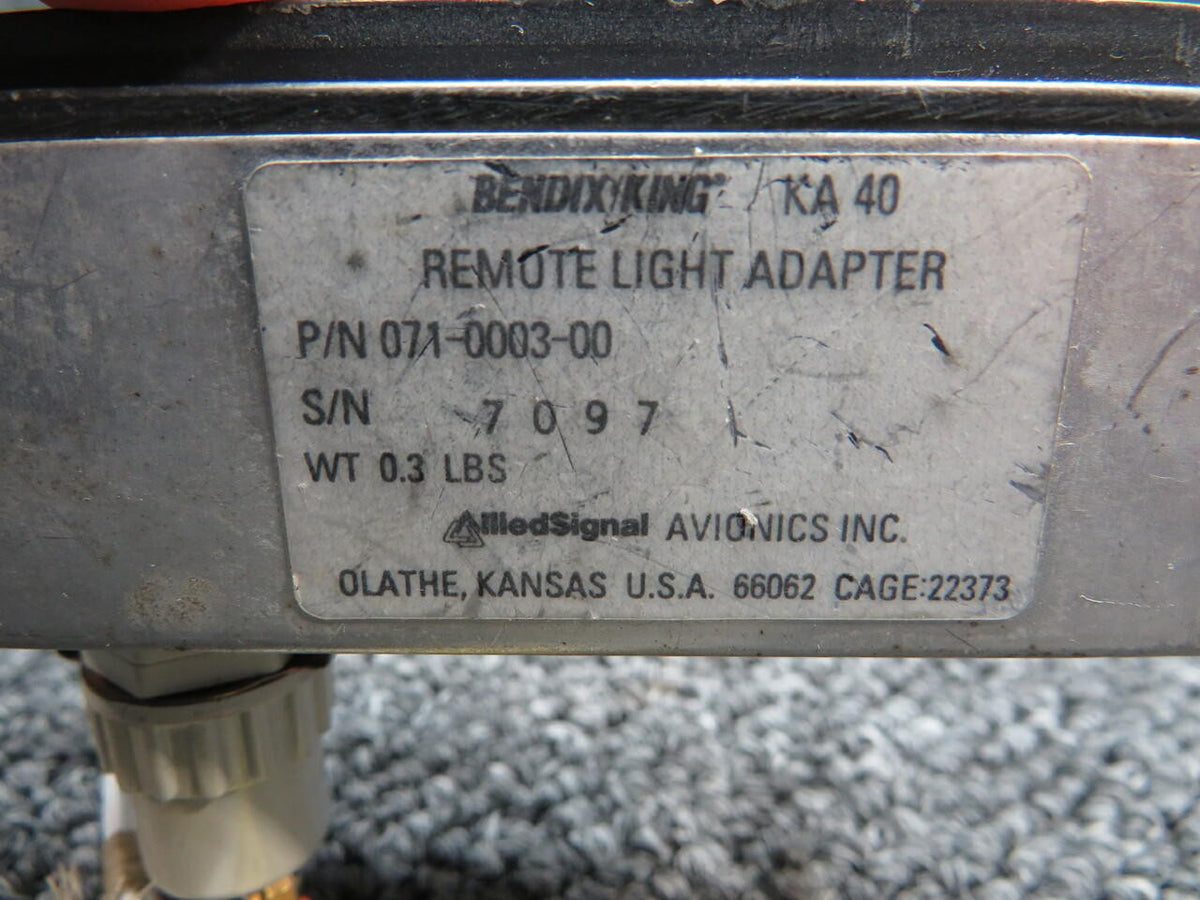 Bendix King 071-0003-00 Beechcraft A36 Bendix King KA40 Remote Light Adapter Volts 14-28