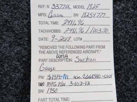 UMA S1414-N1 MPN 3-102-12 USE C668540-0101 UMA Suction Gauge