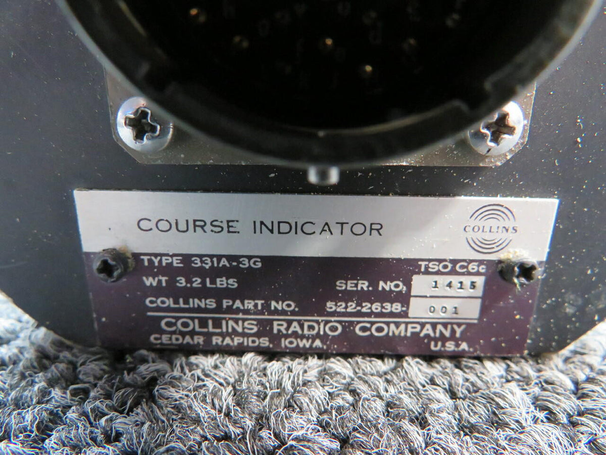 Collins Radio 522-2638-001 M/N 331A-3G Collins Radio Course Select Indicator Volts 28