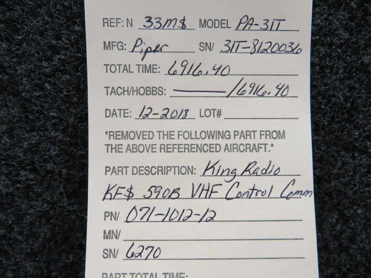 071-1012-12 King Radio KFS-590B VHF Communication Control BAS Part Sales | Airplane Parts
