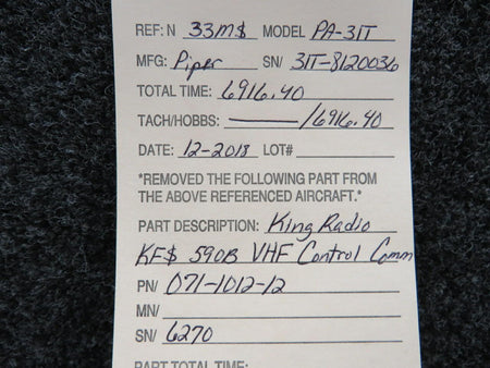 071-1012-12 King Radio KFS-590B VHF Communication Control BAS Part Sales | Airplane Parts