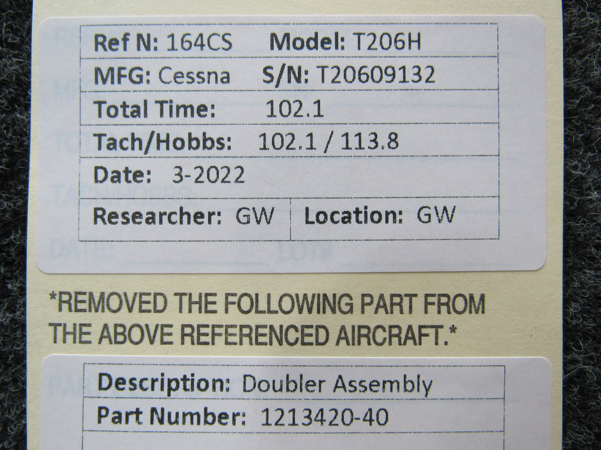1213420-40 Cessna T206H Doubler Assembly BAS Part Sales | Airplane Parts