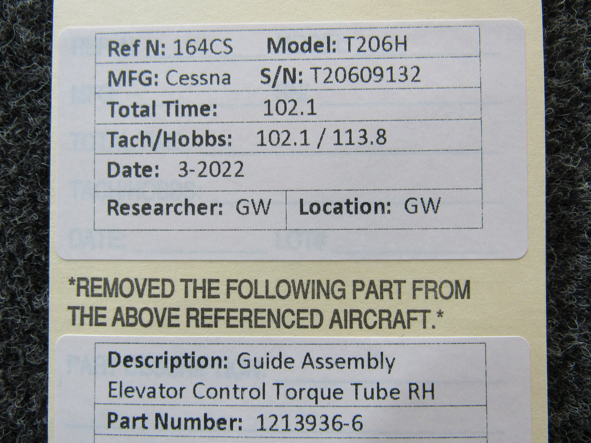 1213936-3 Cessna T206H Guide Assembly Elevator Control Torque Tube RH BAS Part Sales | Airplane Parts