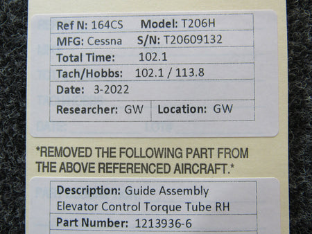 1213936-3 Cessna T206H Guide Assembly Elevator Control Torque Tube RH BAS Part Sales | Airplane Parts