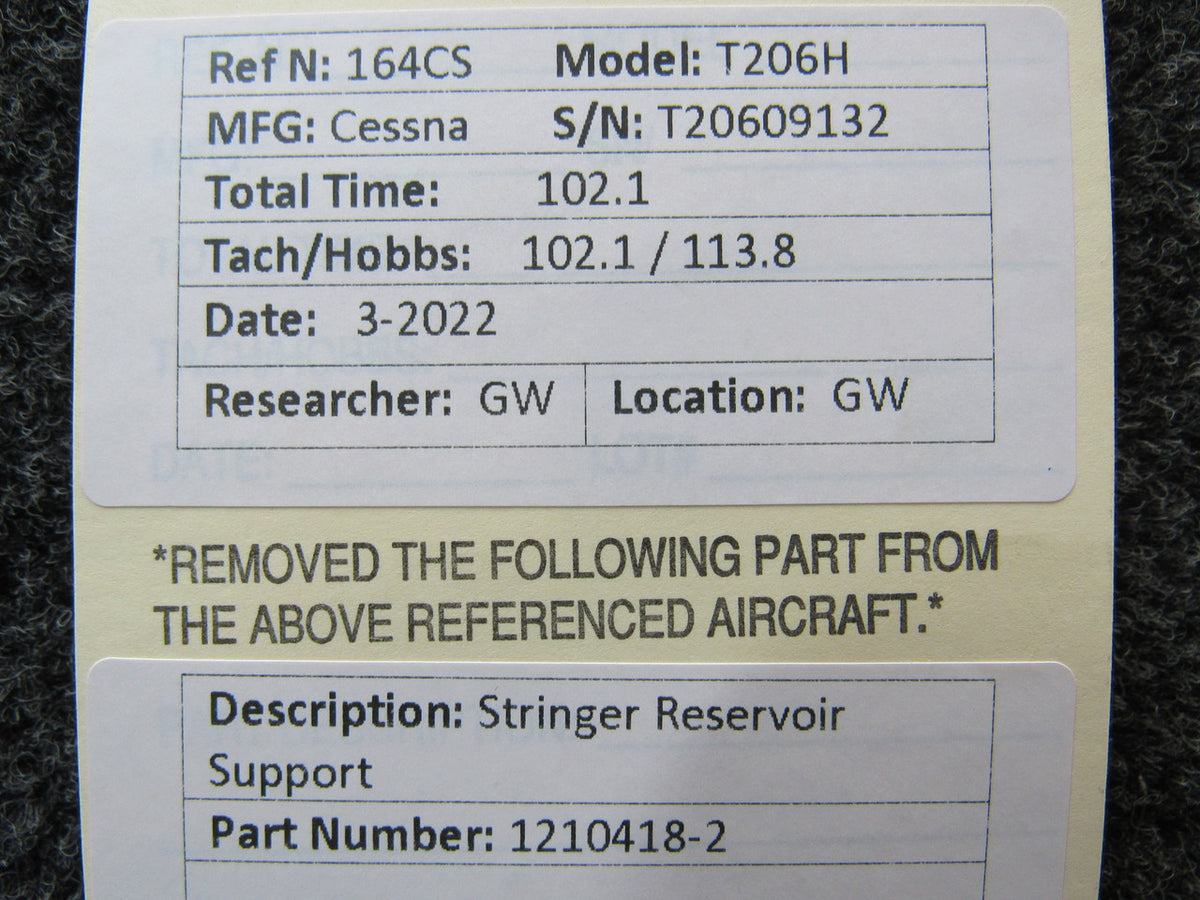 1210418-2 Cessna T206H Stringer Reservoir Support BAS Part Sales | Airplane Parts