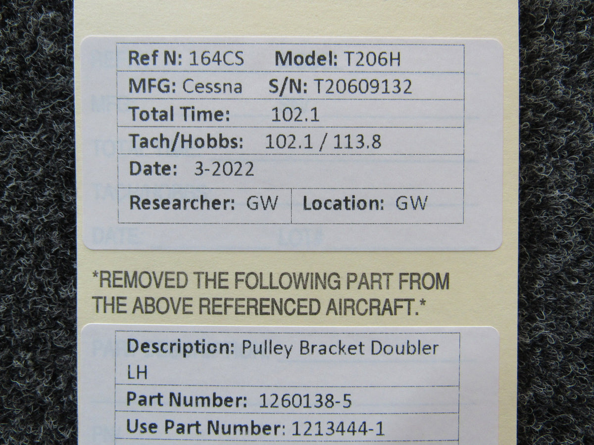1260138-5 (USE: 1213444-1) Cessna T206H Pulley Bracket Doubler LH BAS Part Sales | Airplane Parts