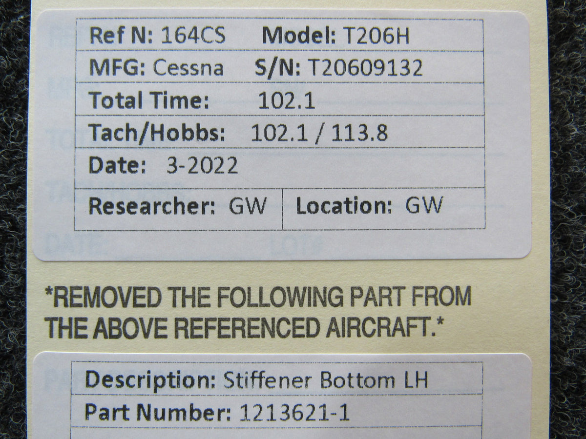 1213621-1 Cessna T206H Stiffener Bottom LH BAS Part Sales | Airplane Parts