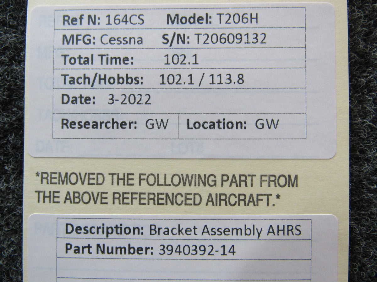 3940392-14 Cessna T206H Bracket Assembly AHRS BAS Part Sales | Airplane Parts