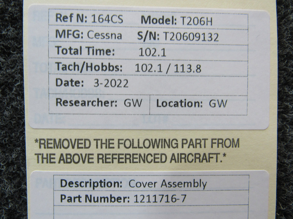 1211716-7 Cessna T206H Cover Assembly BAS Part Sales | Airplane Parts