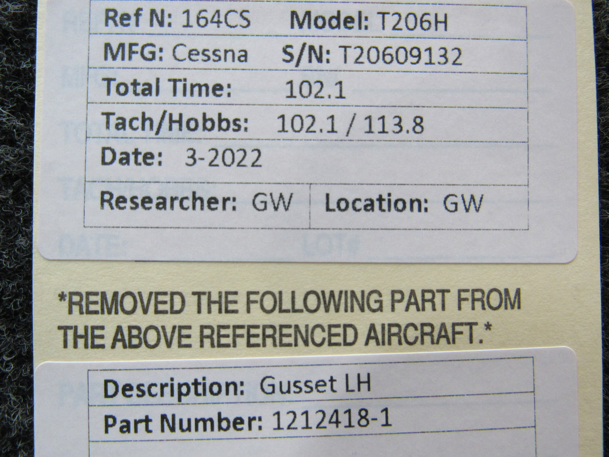 1212418-1 Cessna T206H Gusset LH BAS Part Sales | Airplane Parts