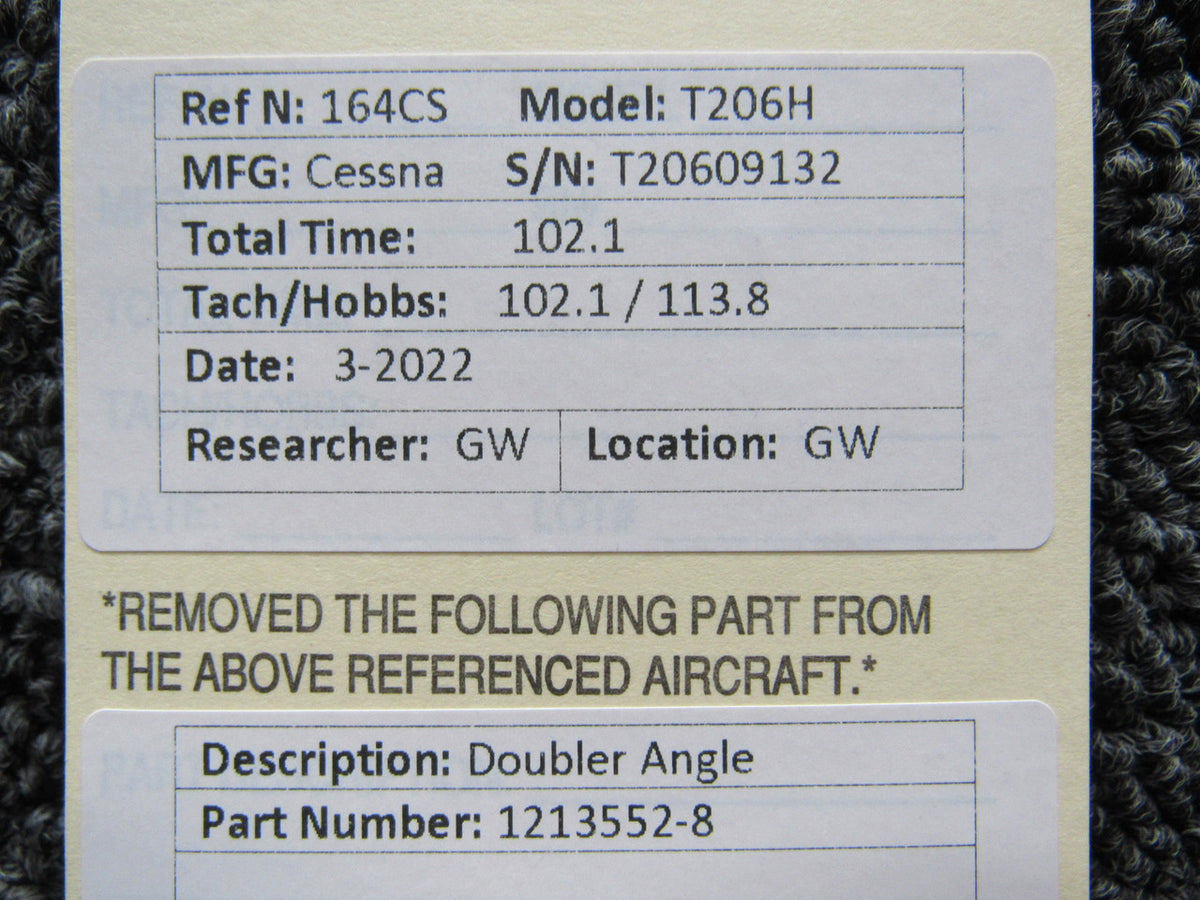 1213552-8 Cessna T206H Doubler Angle BAS Part Sales | Airplane Parts