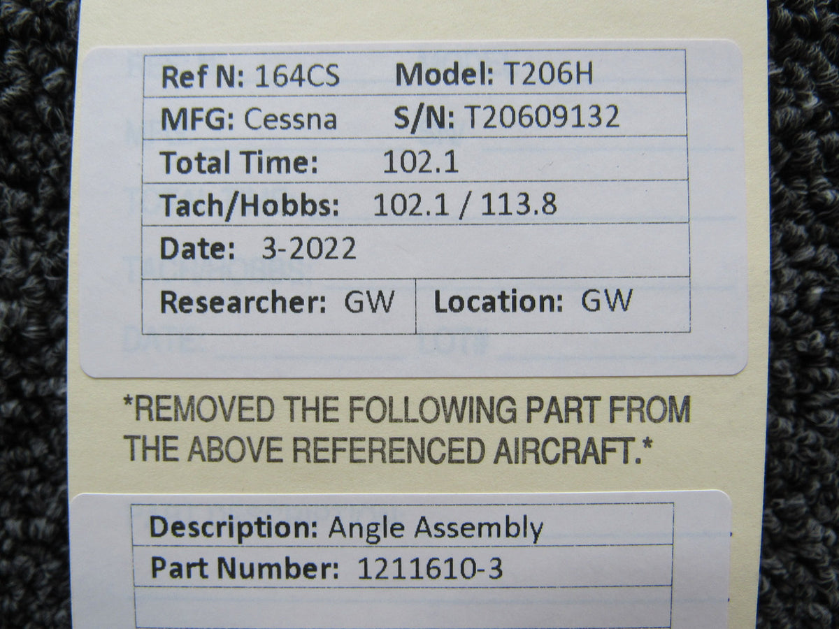 1211610-3 Cessna T206H Angle Assembly BAS Part Sales | Airplane Parts