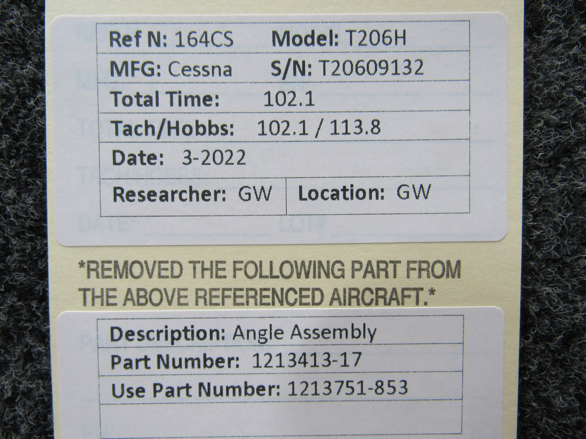 1213413-17 (USE: 1213751-853) Cessna T206H Angle Assembly BAS Part Sales | Airplane Parts