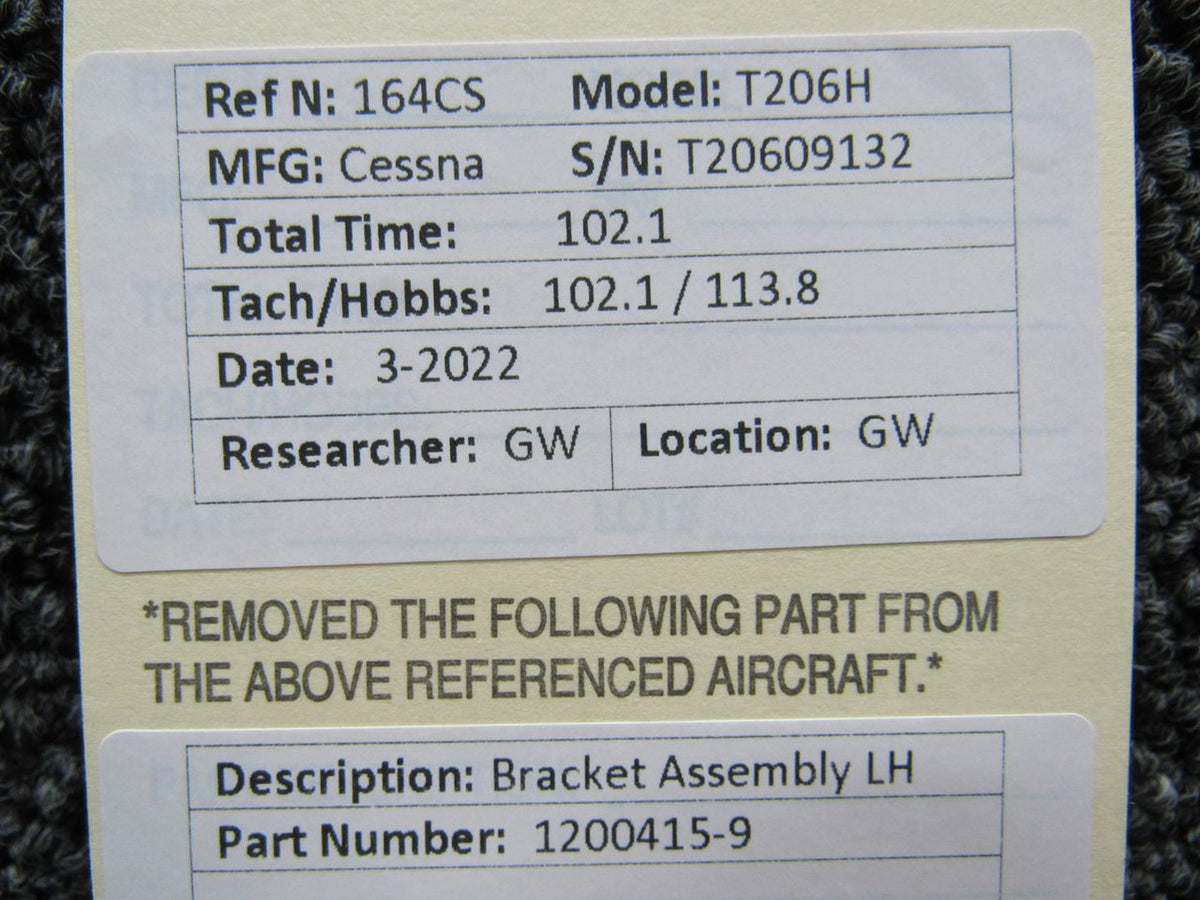 1200415-9 Cessna T206H Bracket Assembly LH BAS Part Sales | Airplane Parts